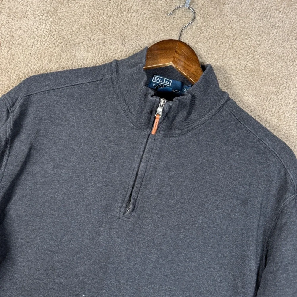 Polo Ralph Lauren Quarter Zip Pullover Mens XL Gray Alpaca Blend Pocket Sweater